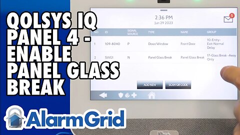 Qolsys IQ Panel 4: Enable Panel Glass Break
