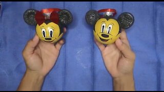 How to make Mikey and Minnie Christmas ornaments using paper clay and DIY chalk paint