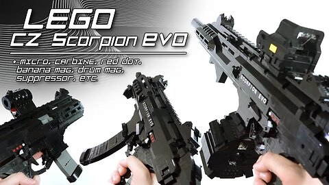 LEGO CZ Scorpion EVO 3 Sub-Machine Gun (+Micro, Carbine, Red Dot, Banana & Drum Mag, etc.)