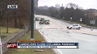 Landslides close Columbia Parkway