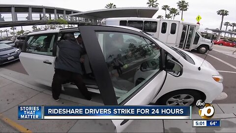 San Diego rideshare drivers strike for 24 hours