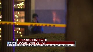 Teen shot in face in downtown Detroit, 2 in custody