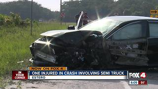 One injured in semi truck crash