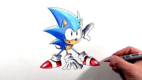 Drawing Sonic Crouch Pose - Sonic Mania Adventures