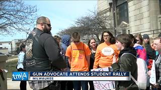 Gun advocate attends student gun reform rally