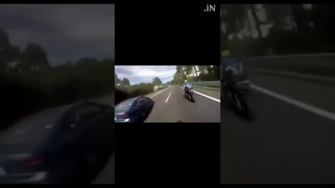 Dashcam & Crash: Speeding car flips over trying to race motorcycles #shorts