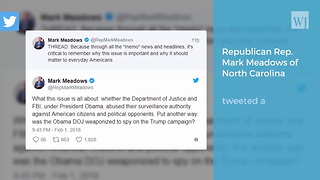 Mark Meadows Just Went Off on Twitter: ‘Was the Obama DOJ Weaponized to Spy on the Trump Campaign?’