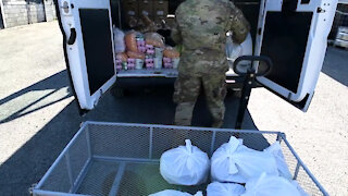 Washington National Guard distributes food in Bonney Lake, Wash.