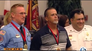 St. Lucie County Fire District honors good Samaritan who saved stranger from burning vehicle