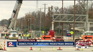 Demolition of Harvard pedestrian bridge