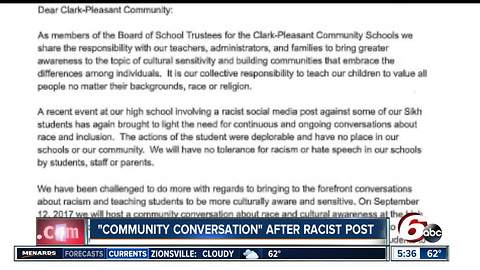 Indiana high school hosts community conversation after racist social media post
