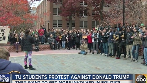 Towson University students protest Donald Trump