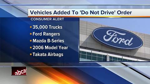 Air bag danger: Ford, Mazda add pickups to do-not-drive list