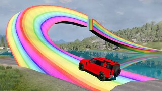 Cars vs Curved Rainbow Bridge ▶️ BeamNG Drive