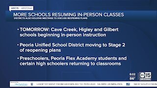 In-person learning begins this week for many schools in the Valley