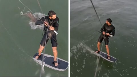 Terrifying Moment Kite-surfer Gets Chased By A Shark