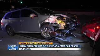 Baby born on side of road after crash