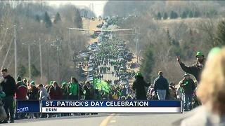 Thousands line highway for Erin's St. Patrick's Day Parade