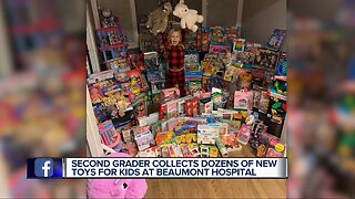 Second-grader collects dozens of new toys for kids at Beaumont hospital