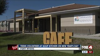 Teens volunteer at soup kitchen on New Year's Day