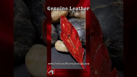 RED LIGHTS, 4 inch, Leather Feather scarf pin
