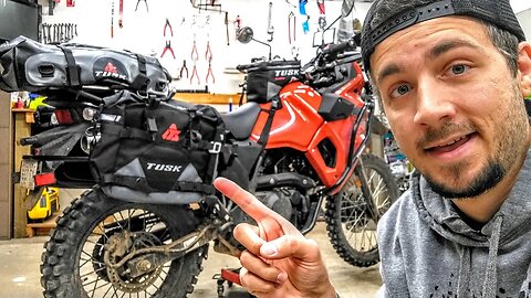 2022 KLR 650 is Ready to Camp! | Tusk Pannier Rack & Pilot Bag Install