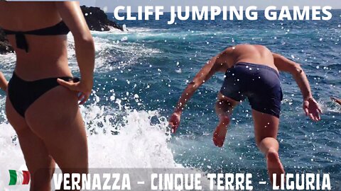 Vernazza Italy, Beach Walk CLIFF JUMPING GAMES , Cinque Terre