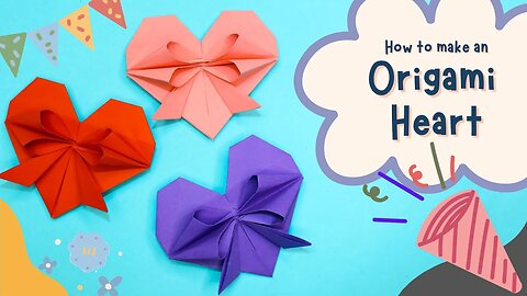 Cute Paper HEART WITH BOW  Easy Origami Tutorial DIY 