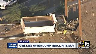 Girl passes away following a morning crash in Phoenix involving a dump truck