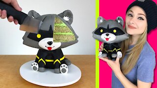 Super cute 'Batcoon' plush cake