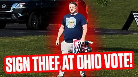 Guy Steals Sign at Ohio Polling Center
