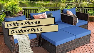 eclife 4 Pieces Outdoor Patio Furniture Set, All-Weather Sectional Rattan Wicker Conversation S...