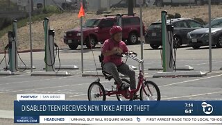Disabled teen receives new trike after Chula Vista theft