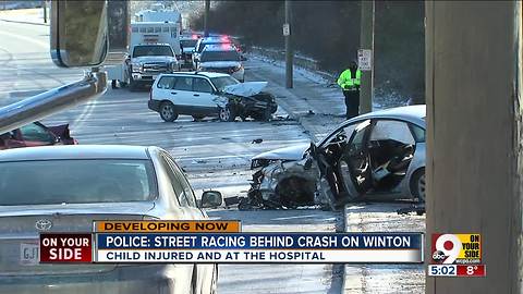 4-year-old girl seriously hurt in crash with drag racer, police say