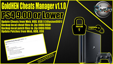 NEW GoldHEN Cheats Manager v1.1.0 New Features and Options PS4 9.00 or Lower!