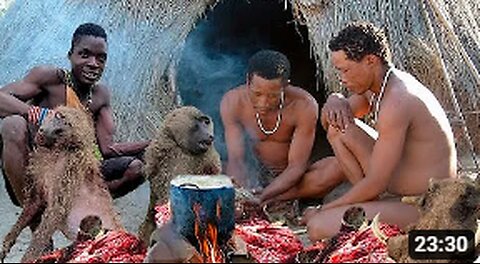 HADZA HUNT BABOON AND COOKING