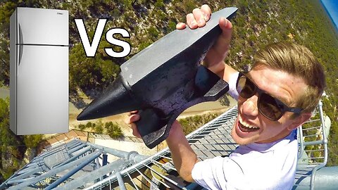 ANVIL Vs. FRIDGE! Crazy 45m Drop Test!!!