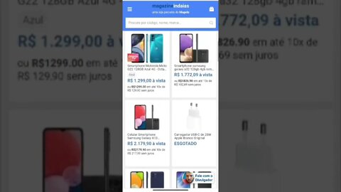 Loja virtual Magazine indaiás muitas promoções em celulares. Exemplo celular apartir de R$ 629, 10.