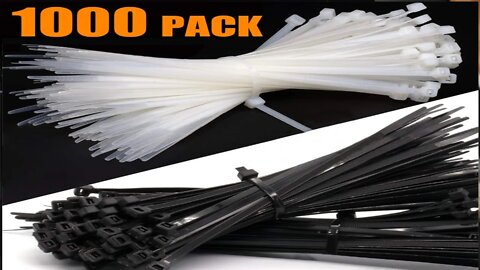 Grtard Nylon Zip Ties (BULK PACK OF 1000)Cable Ties in Black and White - 50lb Strength Tie Wraps