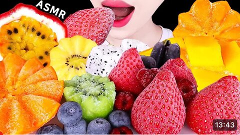 SATISFYING ASMR FROZEN FRUITS, BERRIES, MANGO, KIWI, GRAPE, DRAGON FRUITS