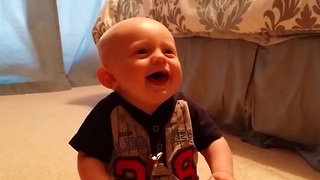 Baby's adorable reaction to "boo"