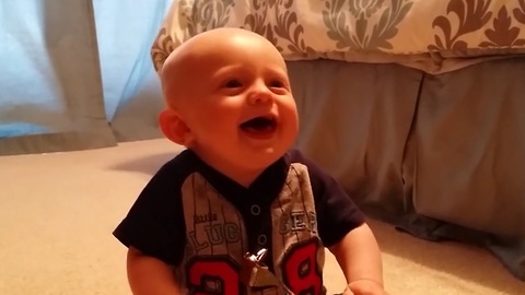 Baby's adorable reaction to "boo"