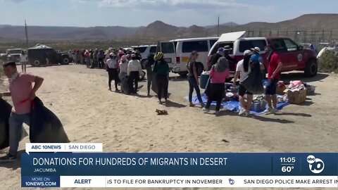 Volunteers bring donations to hundreds of migrants at border in Jacumba