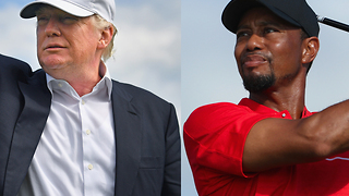 Donald Trump, Tiger Woods playing golf in Palm Beach County
