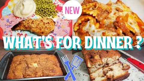 WHAT'S FOR DINNER | NEW MEALS | LONGHORN PARMESAN CRUSTED CHICKEN | BAKED RAVIOLI | APPLE PIE BREAD