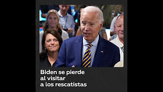 Joe Biden se pierde durante su visita a los rescatistas
