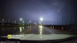 Lightning-filled storm illuminates the night sky