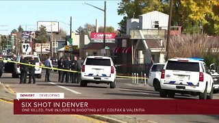 1 dead, 5 wounded in east Denver shooting; suspects at large