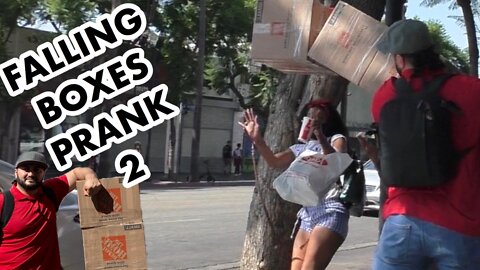 FUNNY REACTIONS | FALLING BOXES PRANK