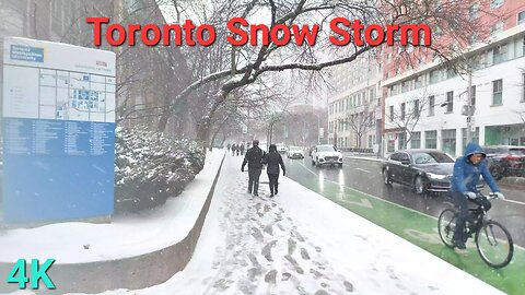 【4K】Snowstorm 😱 Toronto Canada 🇨🇦 Downtown Snowfall walk